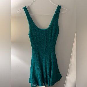 green lace skater dress